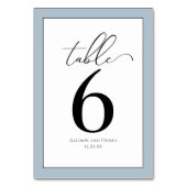Formal Schwarz-weiß Blue Wedding Reception Tischnummer (Rückseite)