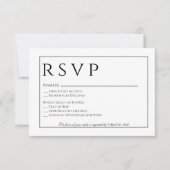Formal Schwarz-Weiß-Hochzeit-RSVP-Karte RSVP Karte (Vorderseite)
