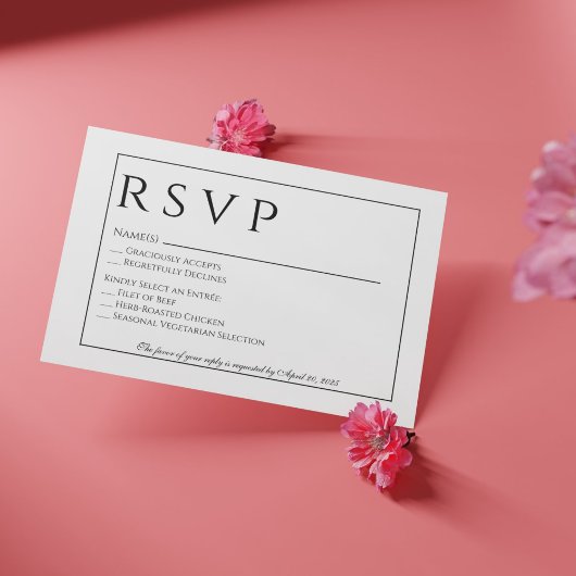 Formal Schwarz-Weiß-Hochzeit-RSVP-Karte RSVP Karte