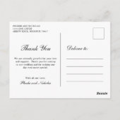 Formal Schwarz-Weiß-Monogramm-Hochzeit Vielen Dank Postkarte (Rückseite)