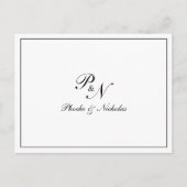 Formal Schwarz-Weiß-Monogramm-Hochzeit Vielen Dank Postkarte (Vorderseite)