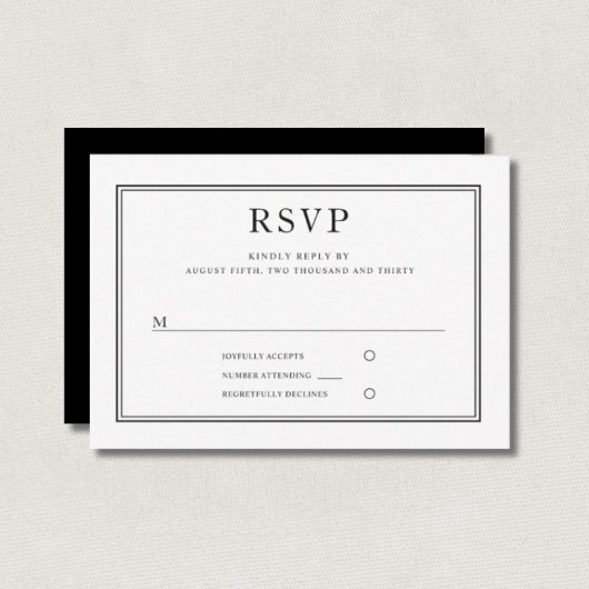 Formal Schwarz-weiß Wedding RSVP
