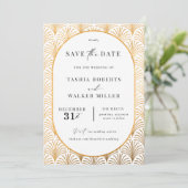 Formal Schwarze Krawatte Gold Art Deco Save the Da Date (Stehend Vorderseite)