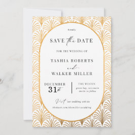 Formal Schwarze Krawatte Gold Art Deco Save the Da Save The Date