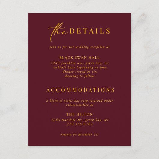 Formal Schwarze Krawatte Gold Deco Details einfüge Begleitkarte (Vorderseite)