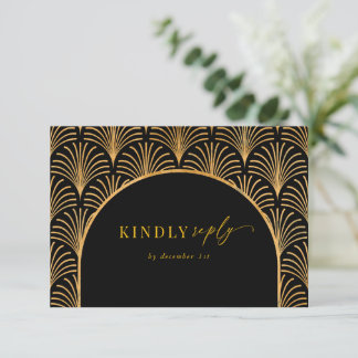 Formal Schwarze Krawatte Goldenes Paradies für UAW RSVP Karte