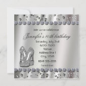 Formal Schwarzes Kleid Silver Heels Party Einladun Einladung (Rückseite)