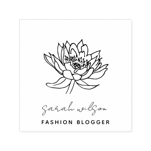 Formal Script Botanical Lotus Floral Permastempel (Design)