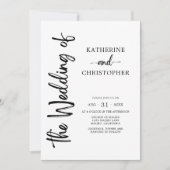 Formal Script Foto Schwarz-weiß Elegante Hochzeit Einladung (Vorderseite)