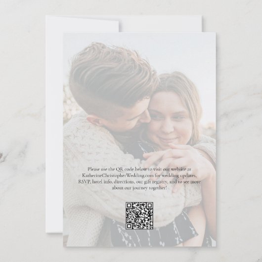 Formal Script Foto Schwarz-weiß Elegante Hochzeit Einladung (Rückseite)