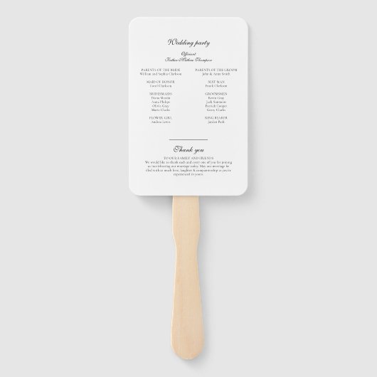 Formal Script Geometric Monogram Wedding Program Fächer (Rückseite)