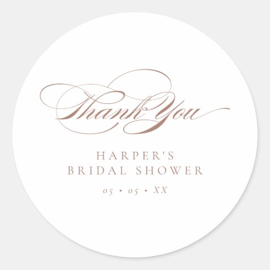 Formal Script Mocha Brautparty Vielen Dank Runder Aufkleber (Vorderseite)