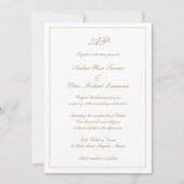 Formal Script Monogram Gold Elegant Wedding Einladung (Vorderseite)