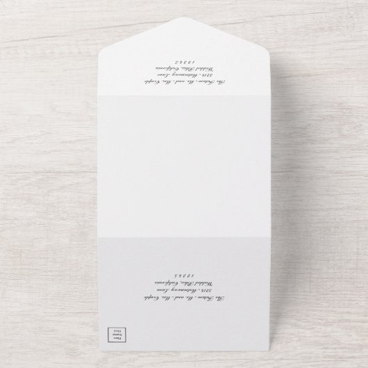 Formal Script Monogram Schwarz-weiß Elegant Weddin All In One Einladung (Außenbereich)