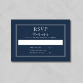Formal Script Navy Blue Wedding RSVP Card