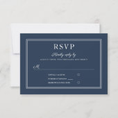 Formal Script Navy Blue Wedding RSVP Card Karte (Vorderseite)