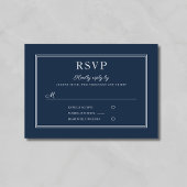 Formal Script Navy Blue Wedding RSVP Card Karte