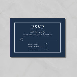 Formal Script Navy Blue Wedding RSVP Card Karte