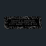 Formal Scrolling Blätter Black Wedding Address<br><div class="desc">Scrolling-Blätter mit handgezeichneter Skizze für passende Hochzeitssuite</div>