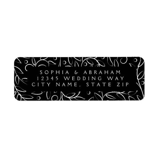 Formal Scrolling Blätter Black Wedding Address (Vorne)