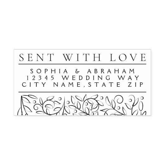 Formal Scrolling-Blätter - Hochzeitadresse Permastempel (Design)