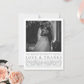 Formal Scrolling-Blätter Schwarz-weiße Hochzeitsst Dankeskarte