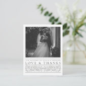 Formal Scrolling-Blätter Schwarz-weiße Hochzeitsst Dankeskarte (Stehend Vorderseite)