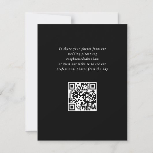 Formal Scrolling-Blätter Schwarz-weiße Hochzeitsst Dankeskarte (Rückseite)