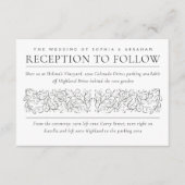 Formal Scrolling-Blätter Schwarz-weißer Empfang Begleitkarte (Vorderseite)