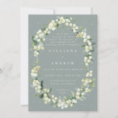 Formal Seafoam Green Snowberry+Eucalyptus Wedding Einladung (Vorderseite)