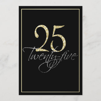 Formal Silver Black und Gold 25. Geburtstagsparty Einladung