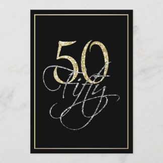 Formal Silver Black und Gold 50. Geburtstagsparty Einladung