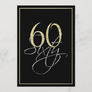 Formal Silver Black und Gold 60. Geburtstagsparty Einladung