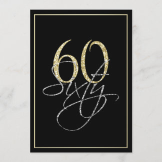 Formal Silver Black und Gold 60. Geburtstagsparty Einladung