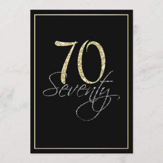 Formal Silver Black und Gold 70. Geburtstagsparty Einladung
