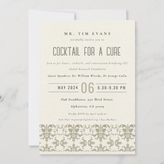 Formal Silver Damask Cocktail Seminar Event Einladung (Vorderseite)