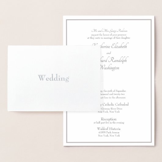 Formal Silver Foil Eltern Hochzeit Einladung (Anzeige)