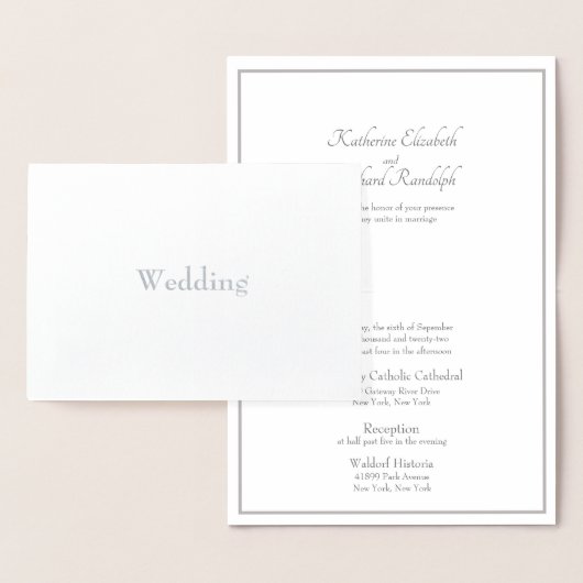 Formal Silver Foil keine Eltern Hochzeit Einladung (Anzeige)
