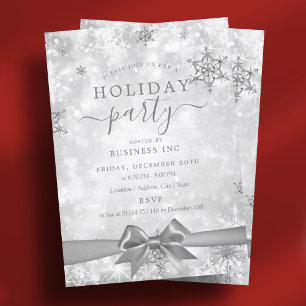 Formal Silver Ribbon Corporate Holiday Party Einladung