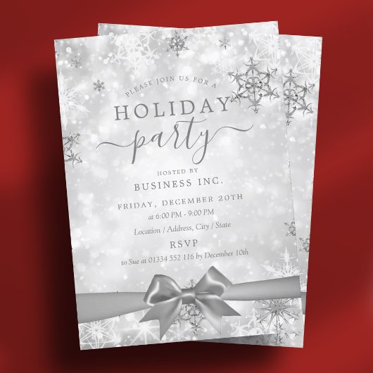 Formal Silver Ribbon Corporate Holiday Party Einladung