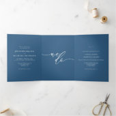 Formal Simple Navy Blue Wedding Dreifach Gefaltete Karte (Innenseite)