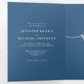 Formal Simple Navy Blue Wedding Dreifach Gefaltete Karte (Innen Erste Seite)