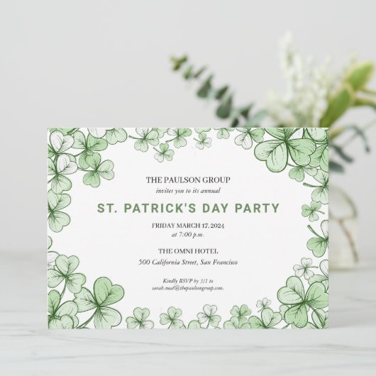 Formal St. Patrick's Day Party Einladung (Stehend Vorderseite)