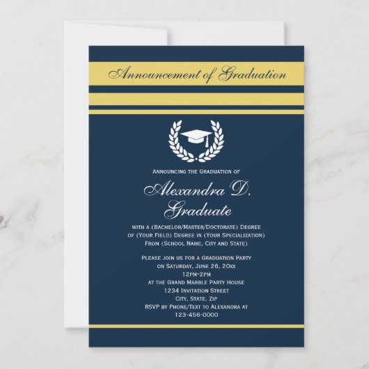 Formal Stripes Logo Uni University Abschluss Einladung (Vorderseite)