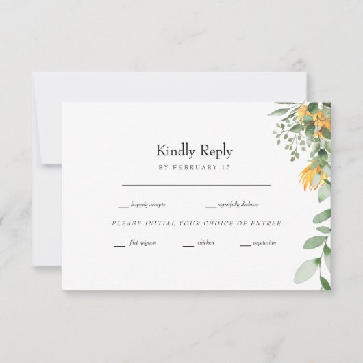 Formal Sunflower Wedding RSVP Karte (Vorderseite)