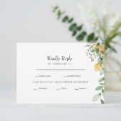Formal Sunflower Wedding RSVP Karte (Stehend Vorderseite)