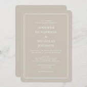 Formal Taupe Hochzeit Einladung (Vorne/Hinten)