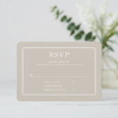 Formal Taupe Hochzeit RSVP Karte (Stehend Vorderseite)