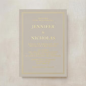 Formal Taupe Wedding Gold Einladung