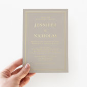 Formal Taupe Wedding Gold Einladung